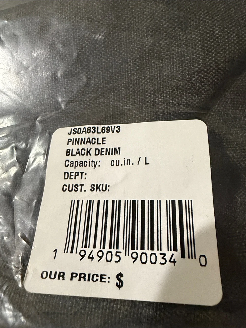 EASTPAK PINNACLE BLACK DENIM BACKBACK/NWT